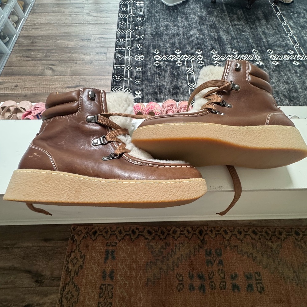 Cozy Brown Shearling Women's Boots - Picture 3 of 6